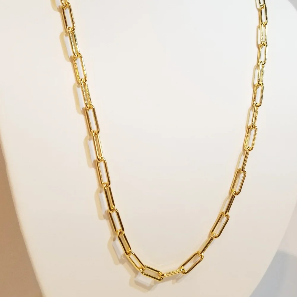 18K Gold Filled Paperclip Chain Necklace NEW